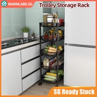 （SG STOCK）Kitchen Multi-Purpose Trolley / Kitchen Storage / Kitchen Rack /Kitchen Basket Rack with Wheels