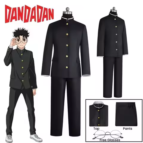 Ken Takakura Cosplay Costume Wig Anime Dandadan Okarun School Uniform Black Jacket Pants Gakuran Gla