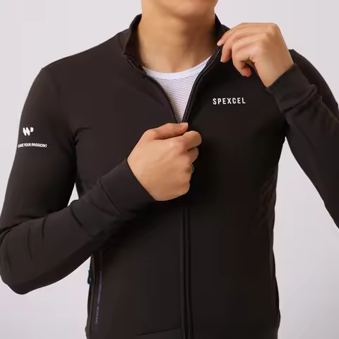 SPEXCEL SPC LAB Thermal fleece cycling jersey long sleeve race fit for 8-18 degree ride