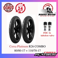 Norva Motor Tayar Kombo Corsa Tubeless R26 80/80-17 + 110/70-17 For Sym Vf3I 185, Honda Rs150 Rs150R
