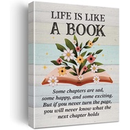 Book Quote Canvas Wall Art Motivational Life Is Like a Book Canvas Print Reading Quotes Painting