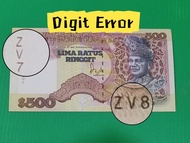 Malaysia RM500 ZV7405301 ZV8405301 Digit Error Copy Banknote Wang Lama Palsu 仿