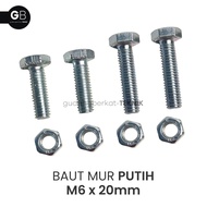 White Bolt Nut M6x20 / BMP 6x20 (20mm) / White M6 Bolt Key 10