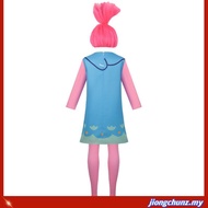 YB1 Trolls Poppy Branch Cosplay Costume Wig Dress Kids Adult Cartoon Fairy Uniform Halloween Party C