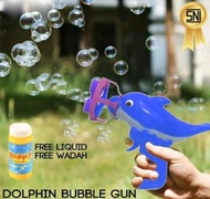 Cod Mainan Pistol Lumba Lumba Gelembung / Mainan Tembakan Gelembung Lumba Lumba Menggunakan Baterai / Dolphine Bubble Gun free 1 botol Sabun