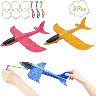 DC-BEAUTIFUL 3 Pack Upgrade 13.6" Airplane Toys, Slingshot Plane 2 Flight Modes, Throwing Foam Airpl