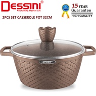 DESSINI ITALY GGF-32 Granite Die Cast Aluminium Non Stick Casserole Pot Bowl Deep Fry Pan Cookware T