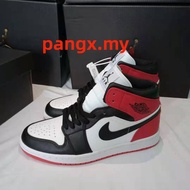 Actual pictures AirJoran1 aj1 high top "Satin Black Toe" basketball shoes white red black