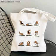 Shopping Bag For Women Beagle Dog Yoga Printed Kawaii Bag Harajuku Shopping Canvas Shopping Bag Girl