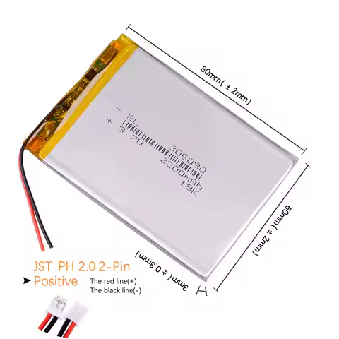 PH2.0 2P 3.7V 2200mAh 606080 406080 306080 506080 706080 806080 Polymer lithium ion / Li-ion battery