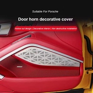 For Porsche 718 Cayman Boxster Car Stainless Steel Door Audio Speaker Horn Decorative Cover Interior