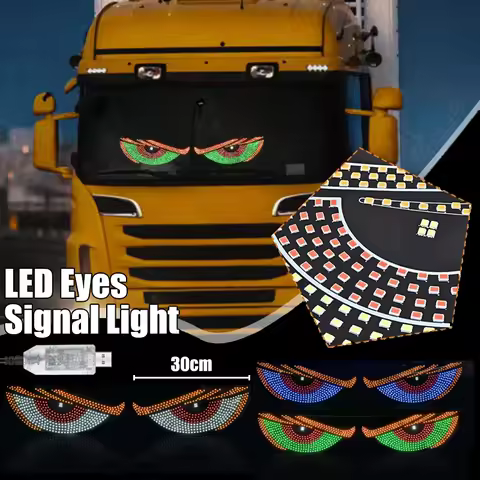 LED Devil Eyes Light Vehicle Signal Lights Warning 11 Modes Strobe Light USB Plug-in Matrix Panel De