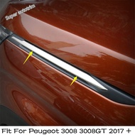 Lapetus Front Outside Engine Bonnet Body Air Strip Cover Trim 2PCS Fit For Peugeot 3008 3008GT 2017 