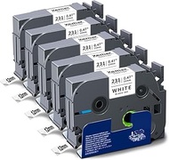 5 x XemaX Compatible Label Tape Replacement for Brother P-touch Tapes 12 mm TZe-231 TZe 0.47 Inch La