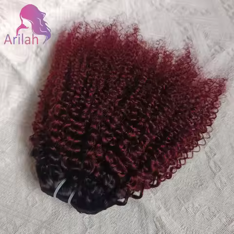 12A Grade 1/2/3PCS T1B99j Afro Kinky Curly Human Hair Bundles 100g/PC Double Weft Hair Extensions Br