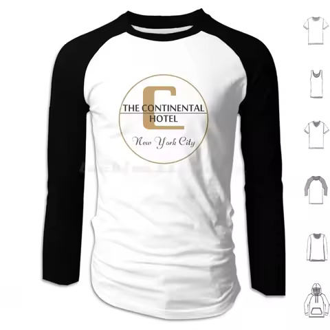 The Continental ( White Background ) Hoodies Long Sleeve John Wick Assassin Baba Yaga Hotel John Wic