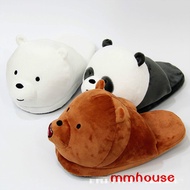 We Bare Bears Panda Grizzly Winter Half Pack Bedroom Slippers Women Man Shoes