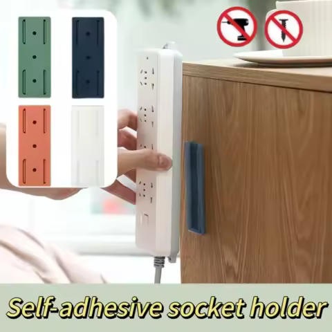 Power Strip Holder Wall-hanging Plug Punch-Free Fixer Socket Mount Self-Adhesive Cable Wire Organize
