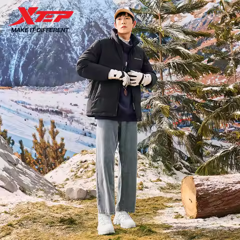 Xtep Down Jacket For Men Stand Collar Strong Wrapping Duck Down Durability Comfortable Street Vintag