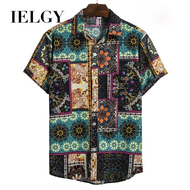 IELGY CS1 summer new mens casual fashion Hawaiian short-sleeved floral shirt