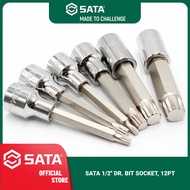 SATA 1/2'' DR. BIT SOCKET, 100MM LENGTH, 12PT / TRIPLE POINT / M SERIES / M5 M6 M8 M10 M12 M14 M16 /