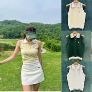 Korean original order MALBON female lapel ice silk knitwear sleeveless top golf golf summer minus age cultivate one's morality