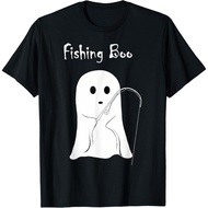 Cute Ghost Fishing Boo Halloween Spooky Season Costume T-Shirt for Kids