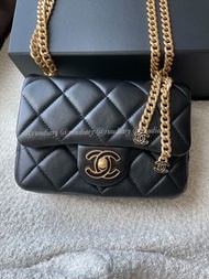 chanel 琺瑯扣 22p 黑金 晶片款