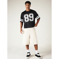 Mens Oversized Mesh Football Jersey Tee Number 89 Crew Neck Short Sleeve Varsity Style Top
