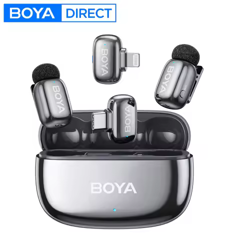 BOYA Mini 2 Wireless Lavalier Lapel Mini Microphone Noise Reduction for iPhone 6-17 USB-C Android Sm