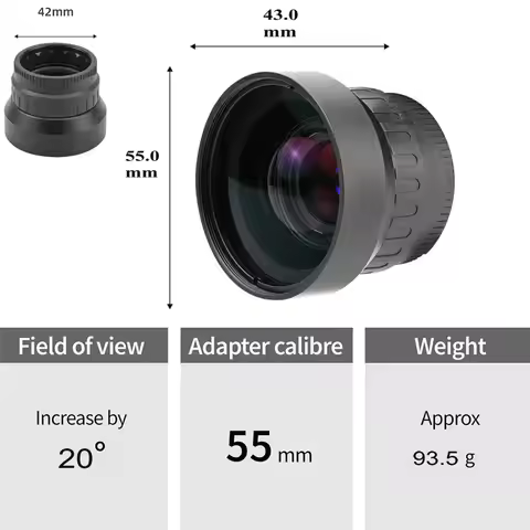 For NVG30 NVG50 Wide Angle Optical Lens 55° NVG Wide Angle Lens elmet 940nm Night Vision Goggles Cam
