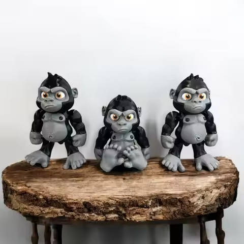 3D Gorilla Statue Ornament - Integrated Multi Joint Gorilla, Pet Commemorative Collection Desktop De