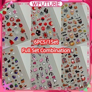 ⚡24H SHIPPING⚡ 6pcs/1set Nail Art Halloween Element Nail Sticker 5d Embossed Dark Style Halloween De