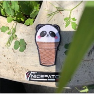 Cute Ice Cream Patch Panda Ice Cream Emblem Embroidered Sewing Good Quality Patch Nicepatch Nice Pat