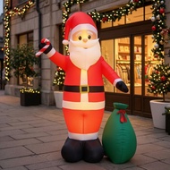 Inflatable Santa Santa Figure with Gift Sack Standing Giant Inflatable Santa Holiday Decor Outdoor F