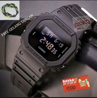 jam tangan pria casual casio segi dw5600 g sock - digital - rubber strap black - anti air/water resi
