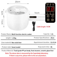 (Ship in 24hrs)1.5L Mini Electric Rice Cooker 700W Non Stick Ceramic Frying Pan Hot Pot Multicooker 