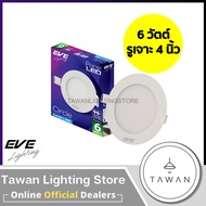 EVE โคมไฟดาวไลท์แอลอีดีฝงฝ้า 6วัตต์ 4นิ้ว รุ่น Panel Slim แบบกลม แบบเหลี่ยม Downlight LED 6W รูเจาะ 