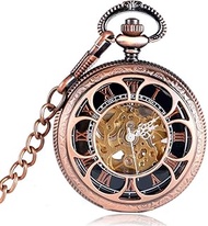 Pocket watch Vintage Skeleton Flower Design Pocket Watch Chain Automatic Mechanical Clock Men Women 