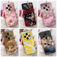 For Tecno Spark 30C Elegant Floral Cat Phone Casing Tecno Spark30C 4G KI5 KI5n Black Silicone Soft C
