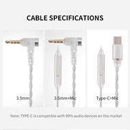 Hzsound White Snow Wired Headphones Lcp+Pu Diaphragm 10Mm Dynamic Driver In-Ear Hzsound Luna Hifi