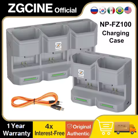 ZGCINE NP-FZ100 Battery Charging Case for Sony A7M4 A7M3 A7CII A7R5 ZV-E1 A6700 A7R4 A7S3 FX30 A7C A