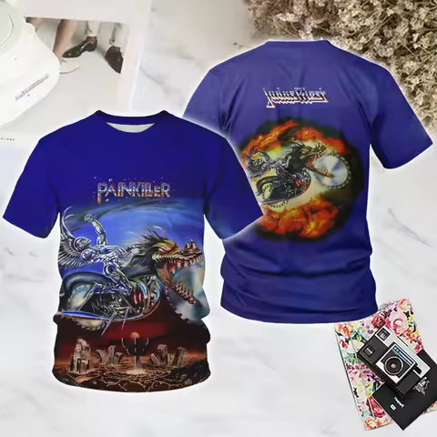 Rock Judas Priest T-shirts Male 3D Print Men Women Hip Hop Trend Short Sleeve T-Shirt Casual Street 