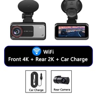 EKLEVA 3.16นิ้ว IPS ADAS UHD 4K + 2K กล้องติดรถยนต์ WiFi DVR ด้านหน้าเลนส์คู่มุมกว้างการมองเห็นได้ใน