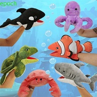 EPOCH Plush Shark Puppet, Hand Doll Movable Mouth Sea Animal Puppets, Kids Toy Telling Story Turtle 