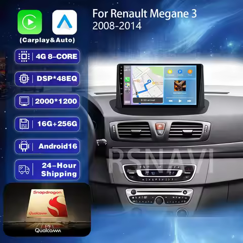 Android 16 Carplay Auto Car Radio Multimedia Player For Renault Megane 3 Fluence Samsung SM3 2008 -