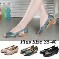 PD9 Women Sandals Wedge Peep Toe Pointed Flats Breathable Sandals Kasut Perempuan