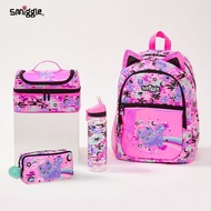 smiggle Pink Space Cat Series School Bag, smiggle Student Burden-Reducing Waterproof Girl Meal Bag Water Cup Pencil Case