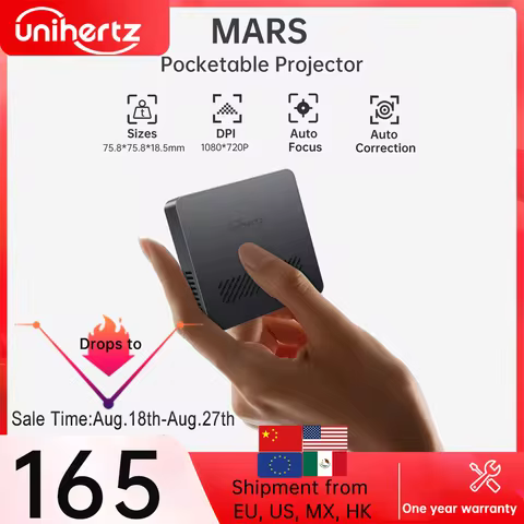 Uniehrtz 8849 MARS Mini Projector DLP Auto Focus Projector Support Laptop, PC, Smartphone Pocket Siz