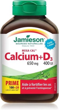 Jamieson - 高濃鈣650mg +維他命D3 400IU 120粒 [平行進口]